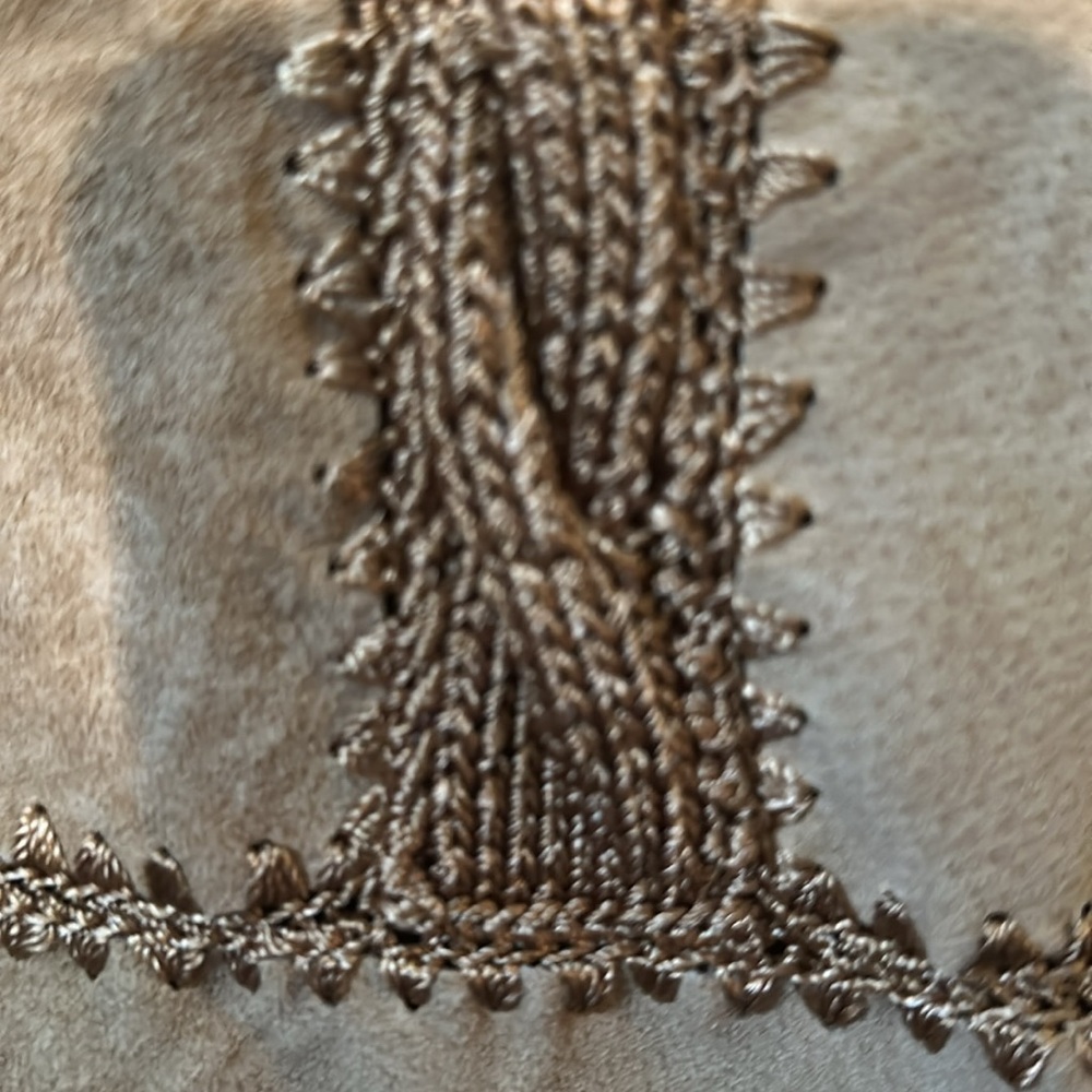 Vintage Leather Crochet Patchwork Unique Find Tan… - image 3